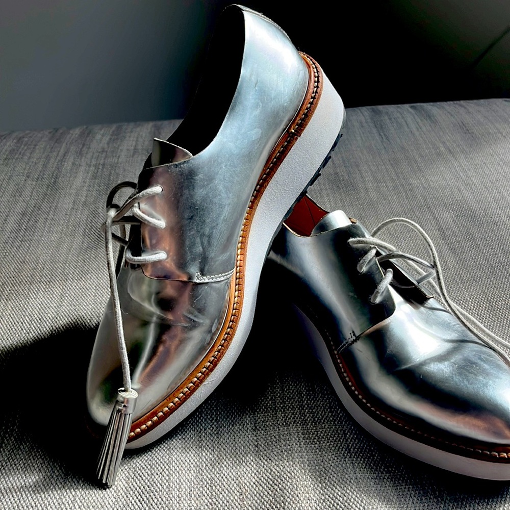 Loeffler Randall Silver Metallic Flats